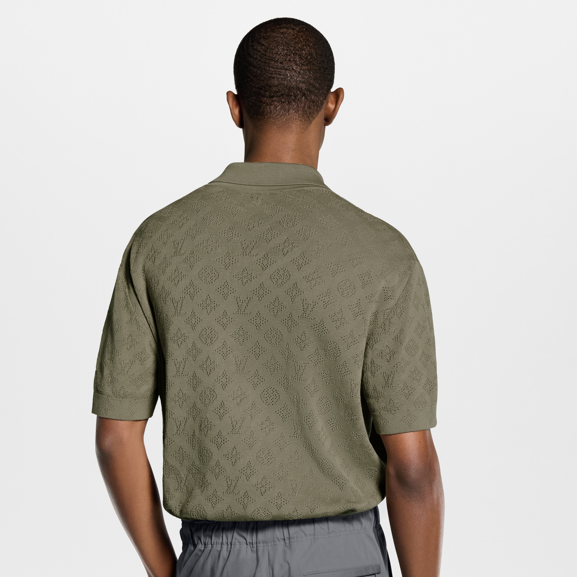 Monogram Pointelle Short-Sleeved Polo Shirt - Men - Ready-to-Wear